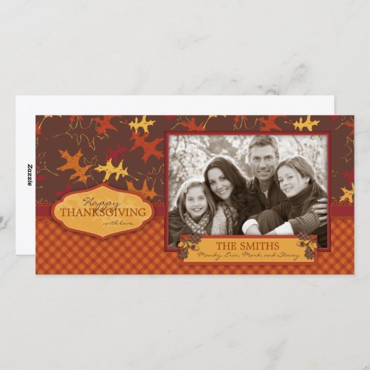 Eikenbladeren in herfstkleuren voor Thanksgiving Feestdagenkaart (Voorkant / Achterkant)