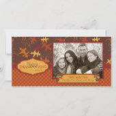 Eikenbladeren in herfstkleuren voor Thanksgiving Feestdagenkaart (Voorkant)