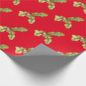 Eikenbladeren op rood cadeaupapier (Hoek)