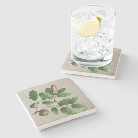 eikenbladeren stenen onderzetter (Zijkant)