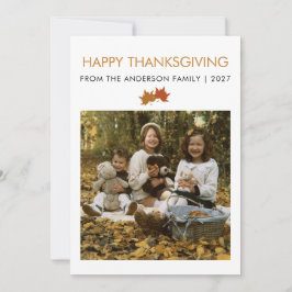 Eikenbladeren Thanksgiving Familiefoto Feestdagenkaart
