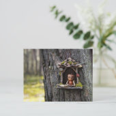 Eikenbok kijkt uit het raam briefkaart (Staand voorkant)