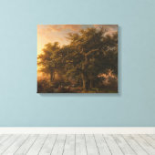 eikenbomen in een bos landschap (Woodland Scene) Canvas Afdruk (Insitu (Houten vloer))