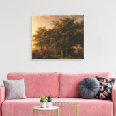 eikenbomen in een bos landschap (Woodland Scene) Canvas Afdruk (Insitu (Woonkamer))