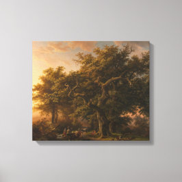 eikenbomen in een bos landschap (Woodland Scene) Canvas Afdruk