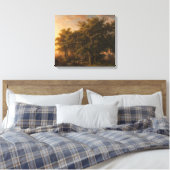 eikenbomen in een bos landschap (Woodland Scene) Canvas Afdruk (Insitu (Slaapkamer))