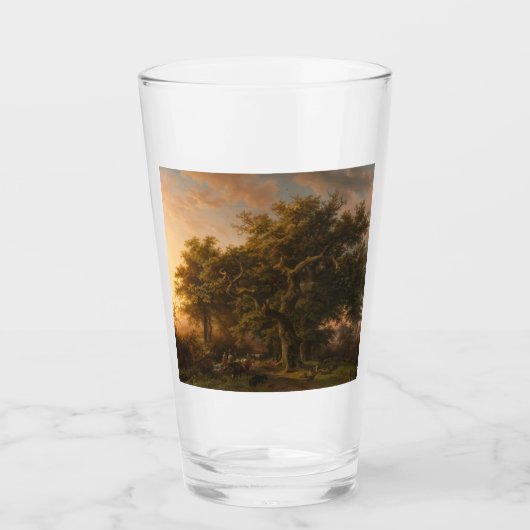 eikenbomen in een bos landschap (Woodland Scene) Glas (Voorkant)