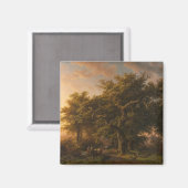 eikenbomen in een bos landschap (Woodland Scene) Magneet (Voorkant / Achterkant)