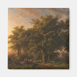 eikenbomen in een bos landschap (Woodland Scene) Magneet