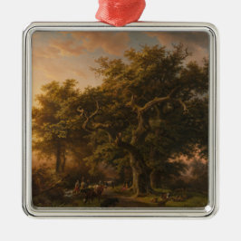 eikenbomen in een bos landschap (Woodland Scene) Metalen Ornament