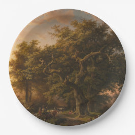 eikenbomen in een bos landschap (Woodland Scene) Papieren Bordje