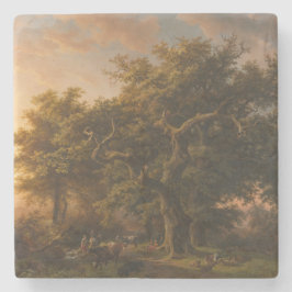 eikenbomen in een bos landschap (Woodland Scene) Stenen Onderzetter