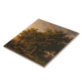 eikenbomen in een bos landschap (Woodland Scene) Tegeltje (Zijkant)