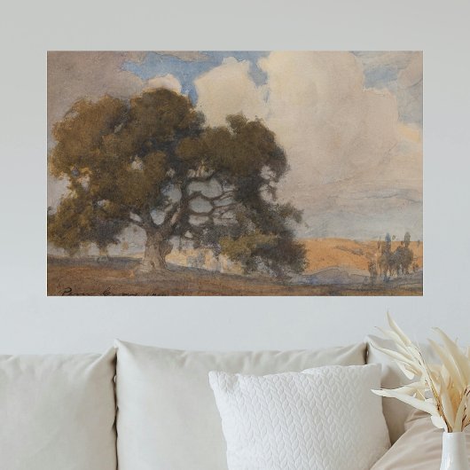 Eikenboom (1910) - Majestueuze  Waterverf Poster