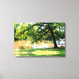 Eikenboom bij water Canvasprint Canvas Afdruk