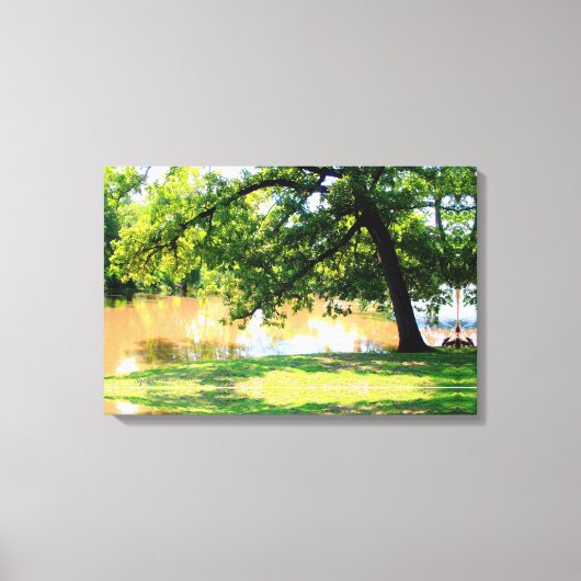 Eikenboom bij water Canvasprint Canvas Afdruk (Voorkant)