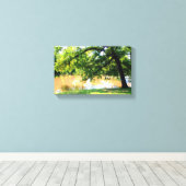Eikenboom bij water rand canvasprint canvas afdruk (Insitu (Houten vloer))