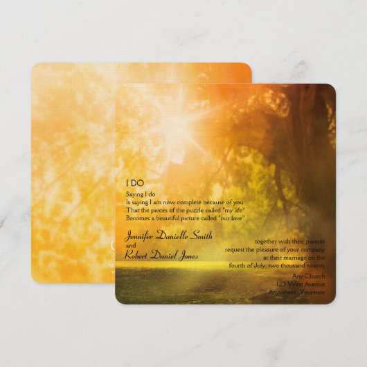 Eikenboom bij zonsondergang bruiloft kaart (Voorkant / Achterkant)