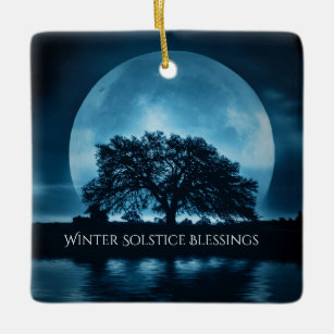 eikenboom en moonwinter, solstice-blaasjes keramisch ornament