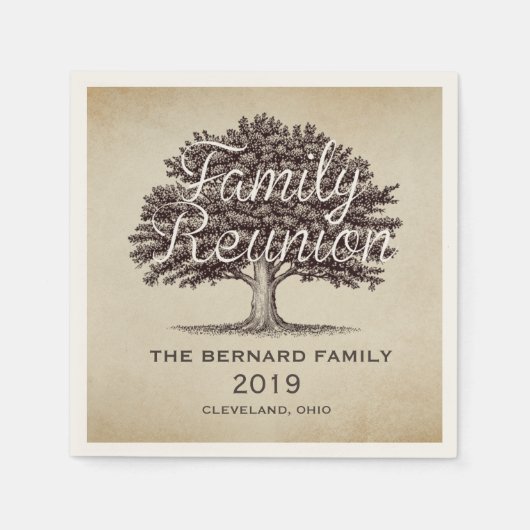 eikenboom familiereünie gepersonaliseerd servet (Voorkant)