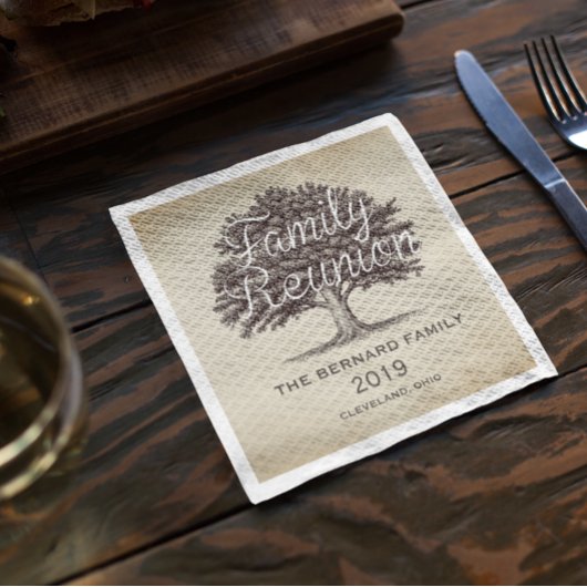 eikenboom familiereünie gepersonaliseerd servet
