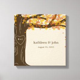 Eikenboom gewikkeld Canvas Art - Sinaasappel Afdruk