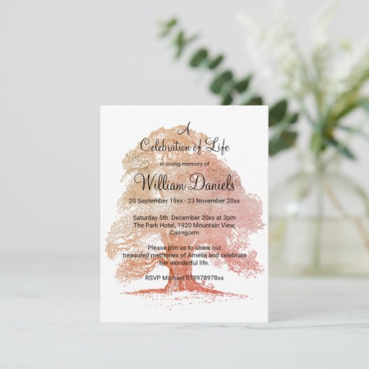 eikenboom in Herfst Celebration of Life Kaart (Staand voorkant)