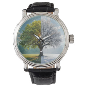 Eikenboom in twee seizoenen horloge