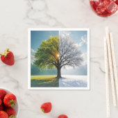 Eikenboom in twee seizoenen servet (Insitu)