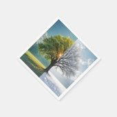 Eikenboom in twee seizoenen servet (Hoek)