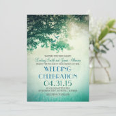  eikenboom & love birds bruiloft uitnodigingen (Staand voorkant)