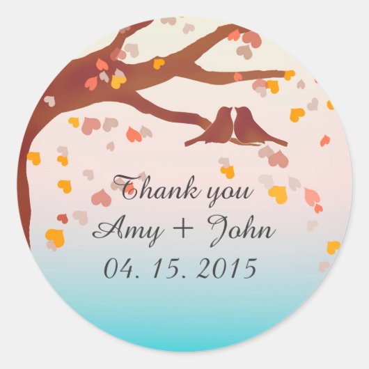 Eikenboom lovebirds hart confetti sticker love1 (Voorkant)