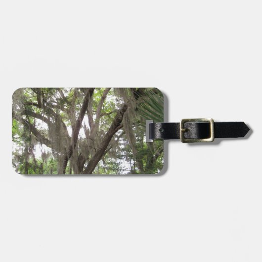 eikenboom met Spaanse mos die in de takken zwaait Bagagelabel (Voorkant horizontaal)