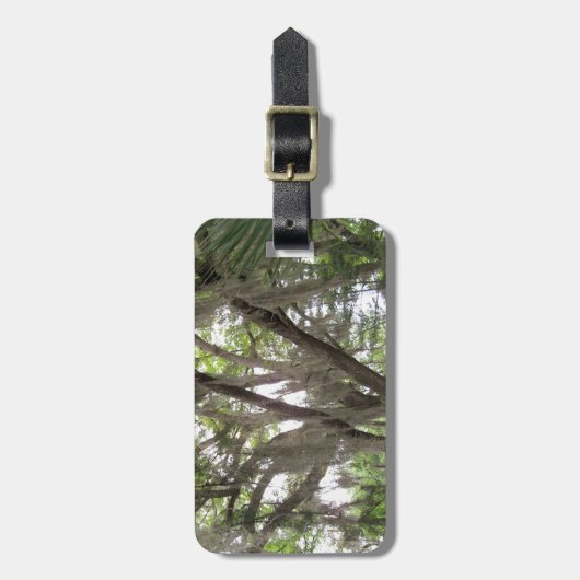 eikenboom met Spaanse mos die in de takken zwaait Bagagelabel (Voorkant verticaal)