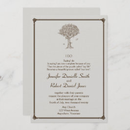 Eikenboom schets bruiloft kaart