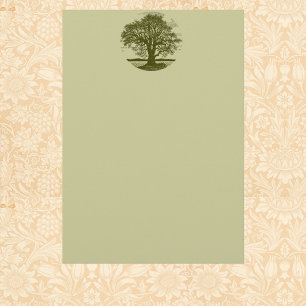 Eikenboom Silhouet in Vintage Stijl Rustieke Bos Briefpapier