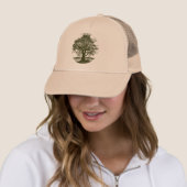 Eikenboom Silhouet in Vintage Stijl | Rustieke Bos Trucker Pet (In situ)