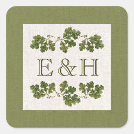  eikenboom trekt Monogram Weddenschap af Vierkante Sticker