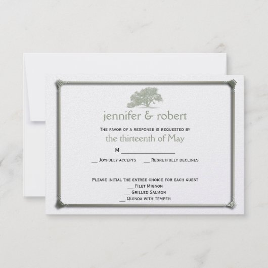 Eikenboomplantage Bruiloft Reactie Kaart (Voorkant)