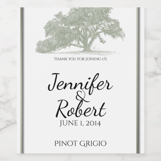 Eikenboomplantage Bruiloft Wijn Label Wijn Etiket (Enkel label)