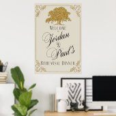 Eikenboomplantage in goud glittersimulatie poster (Thuiskantoor)