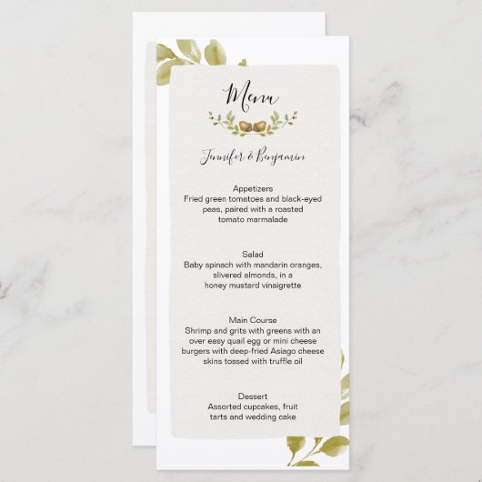 Eikeneiken bladeren bruiloft | menu (Voorkant / Achterkant)
