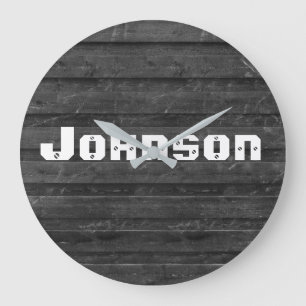 eikenhout met familienaam grote klok