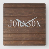 eikenhout met familienaam vierkante klok (Voorkant)