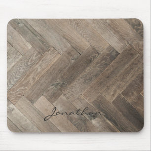 Eikenhout Zigzag Patroon Monogram Muismat