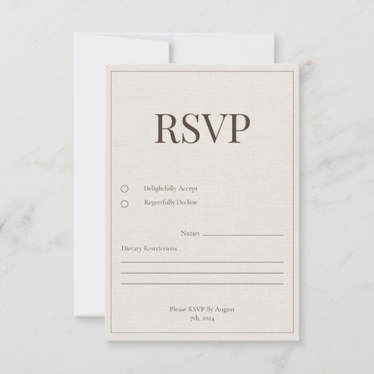 Eikenhouten en Ivoren Reactiekaart RSVP Kaartje (Voorkant)