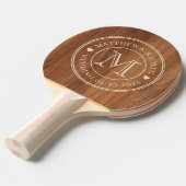 Eikenhouten Trouwmonogram Hart Tafeltennisbatje (Voorkant Gekanteld)