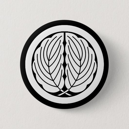 Eikkerbladeren in een cirkel ronde button 5,7 cm (Voorkant)