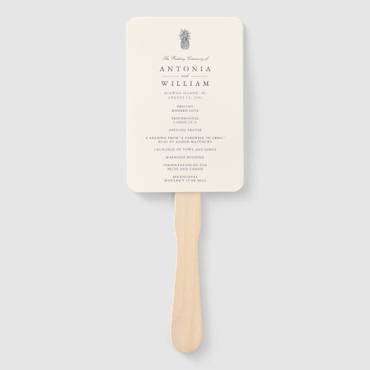 Eiland ananas bruiloft ceremonie programma handwaaier (Voorkant)