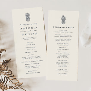 Eiland  ananas bruiloft ceremonie programmakaart